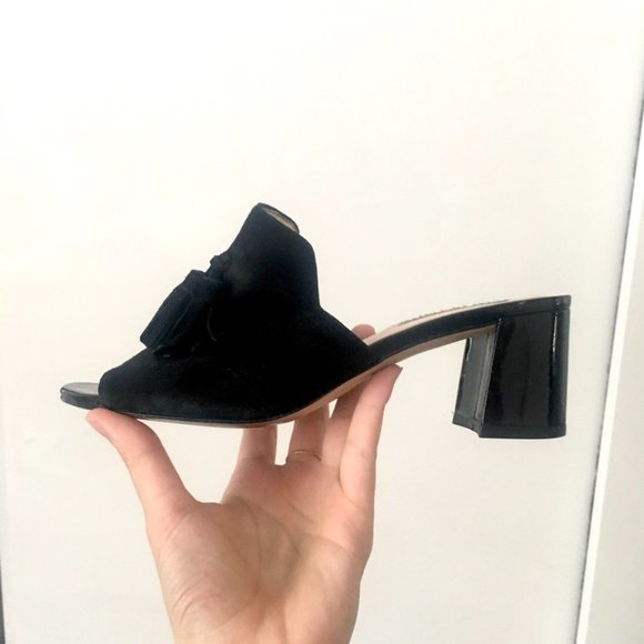 Karl Lagerfeld Paris Hettie Suede Mules sandal heels black 6 - Picture 10 of 15